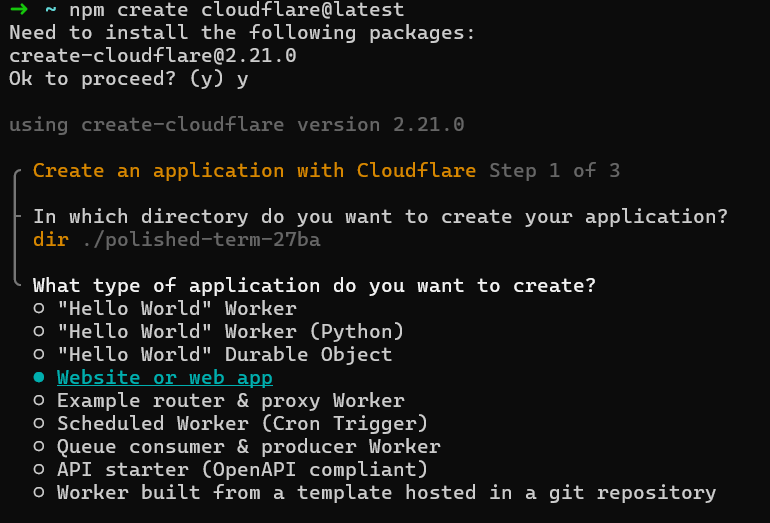 Choose Website or web app
